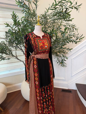 Black Embroidery Tatreez Red Thobe