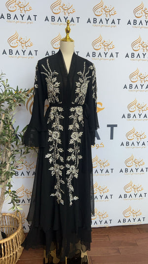 Elegant Ruffled Black Abaya