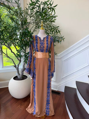 Peach Royale Blue Beaded Thobe