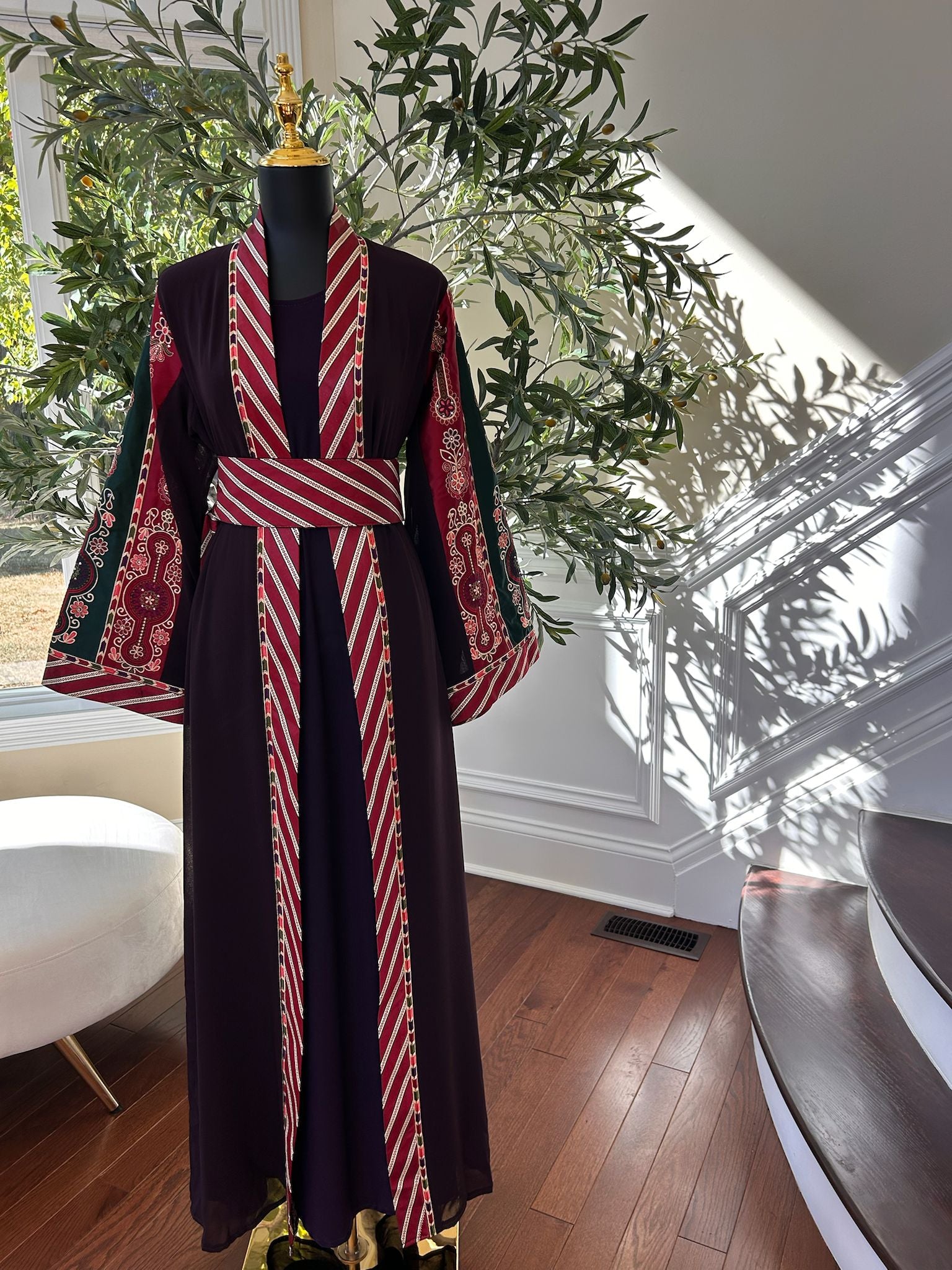 Purple Embroidery Tatreez Embellished Thobe