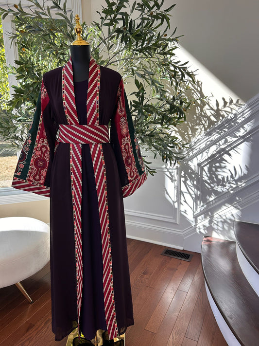 Purple Embroidery Tatreez Embellished Thobe