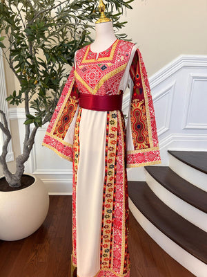Cream Embroidery Tatreez Thobe