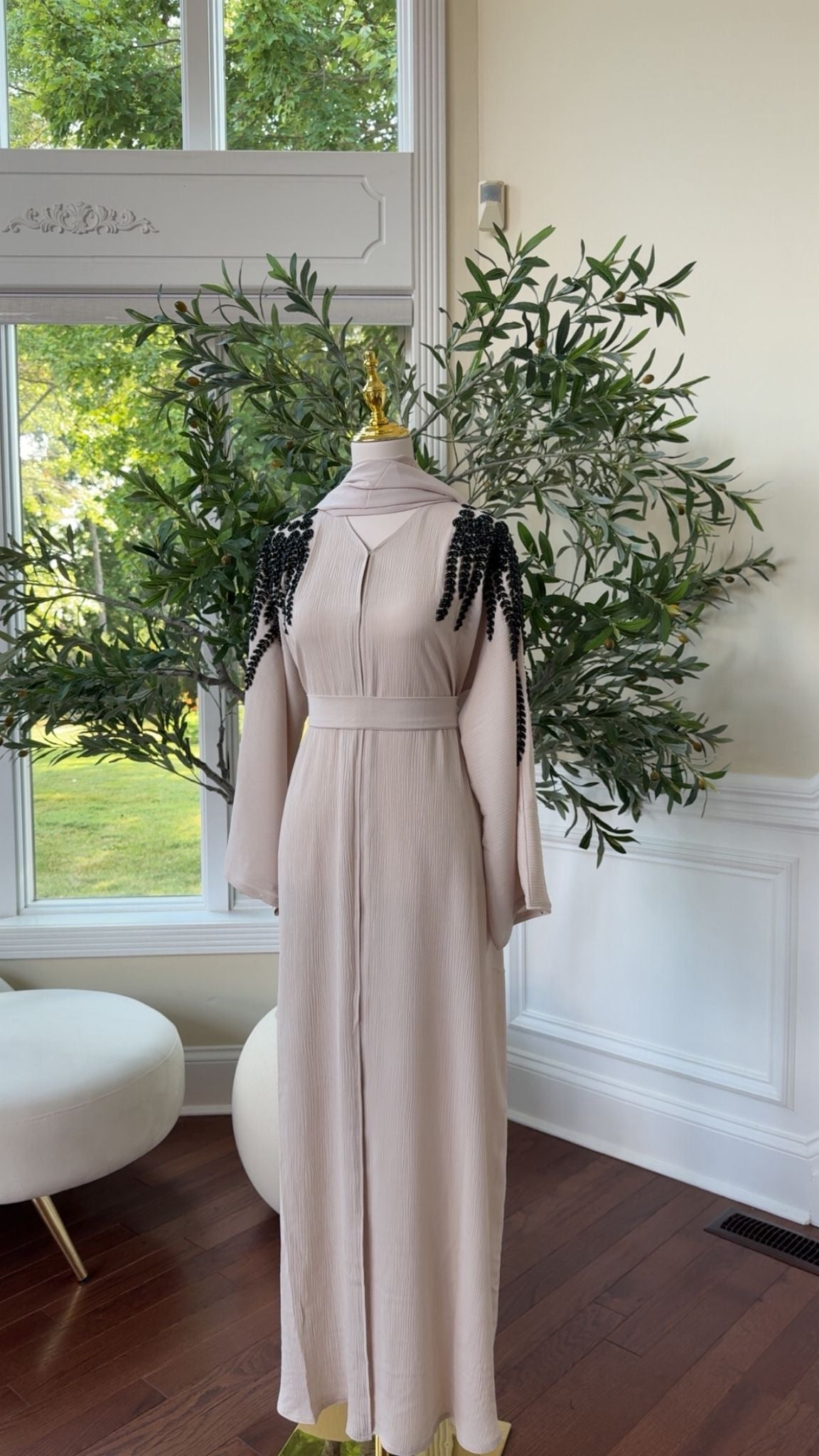 Cream Stone Abaya