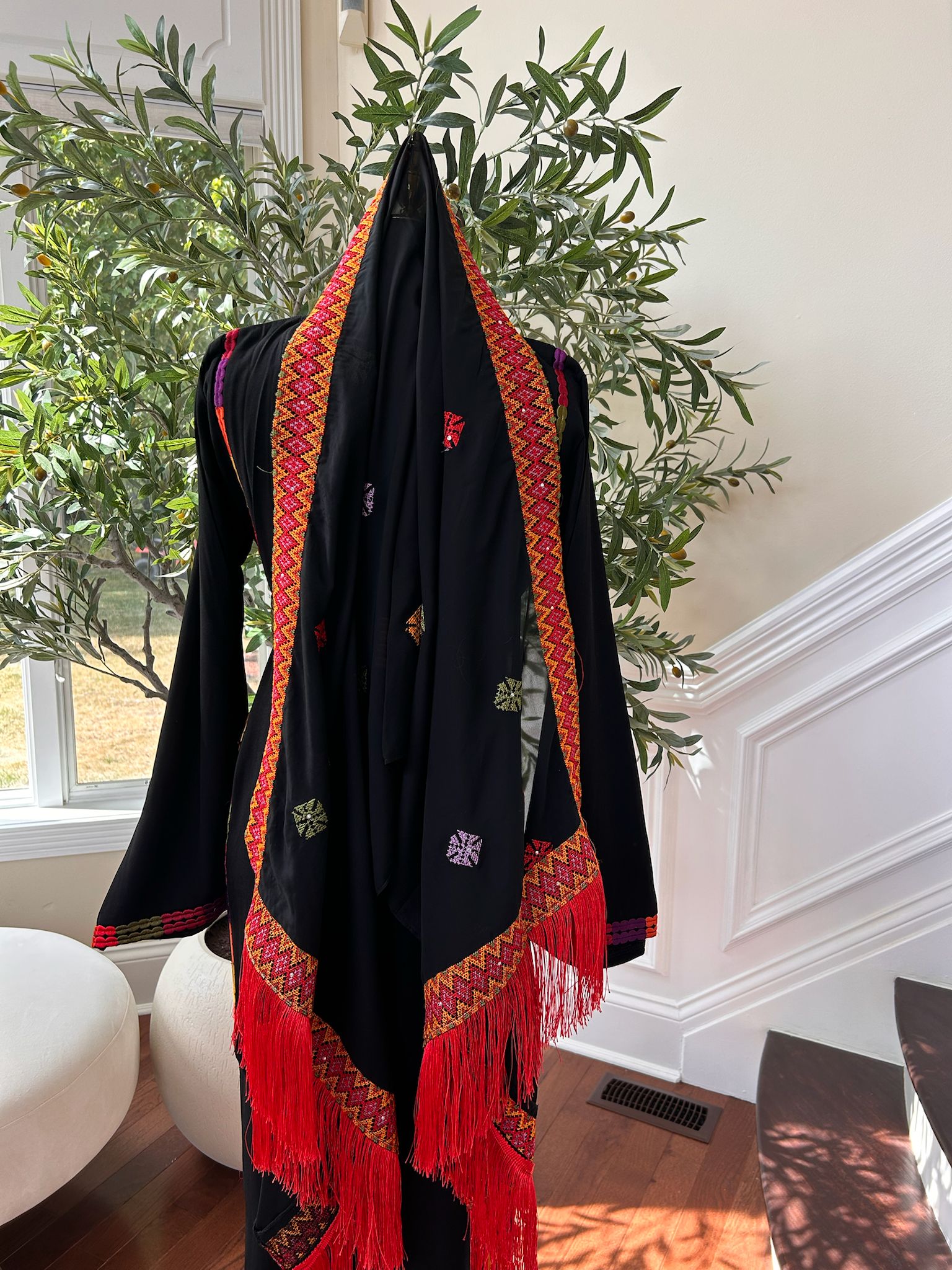 Black/Red Tatreez Khirka Shal Mandil