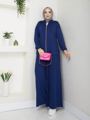 Two Piece Zipper Sweater Casual Set