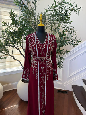 Royale Red Beaded Two Piece Kuftan