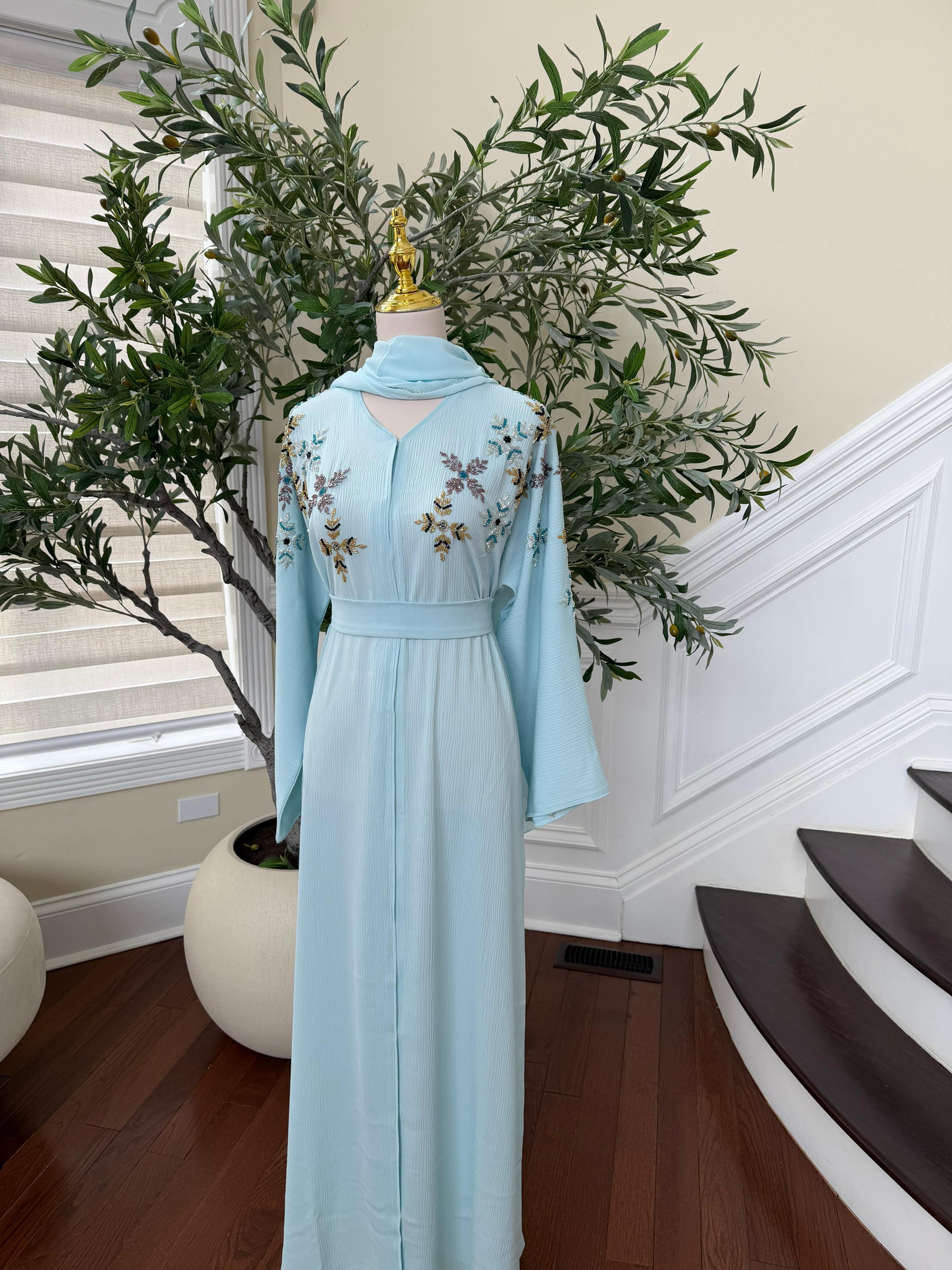 Ocean Breeze Beaded Abaya