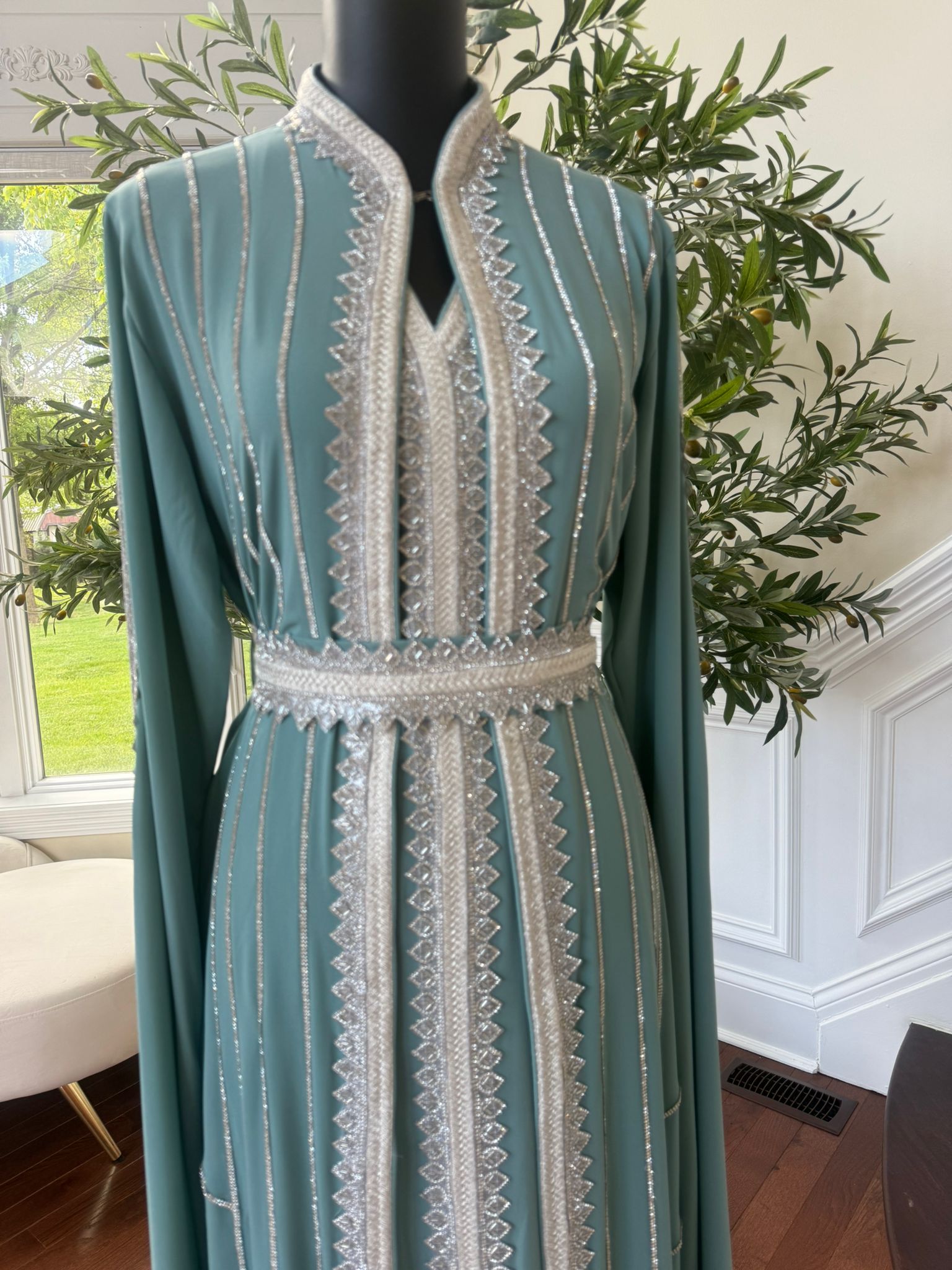 Elegant Mint Blue Kuftan