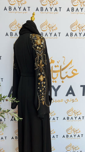 Black Abaya Golden Sequence