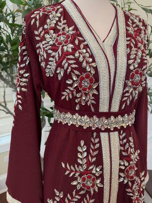 Red Royale Rose Beaded Kuftan