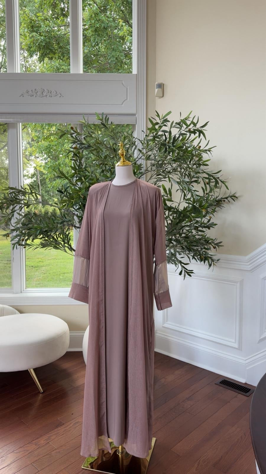 Dusty Pink Open Abaya Set – Effortless Elegance