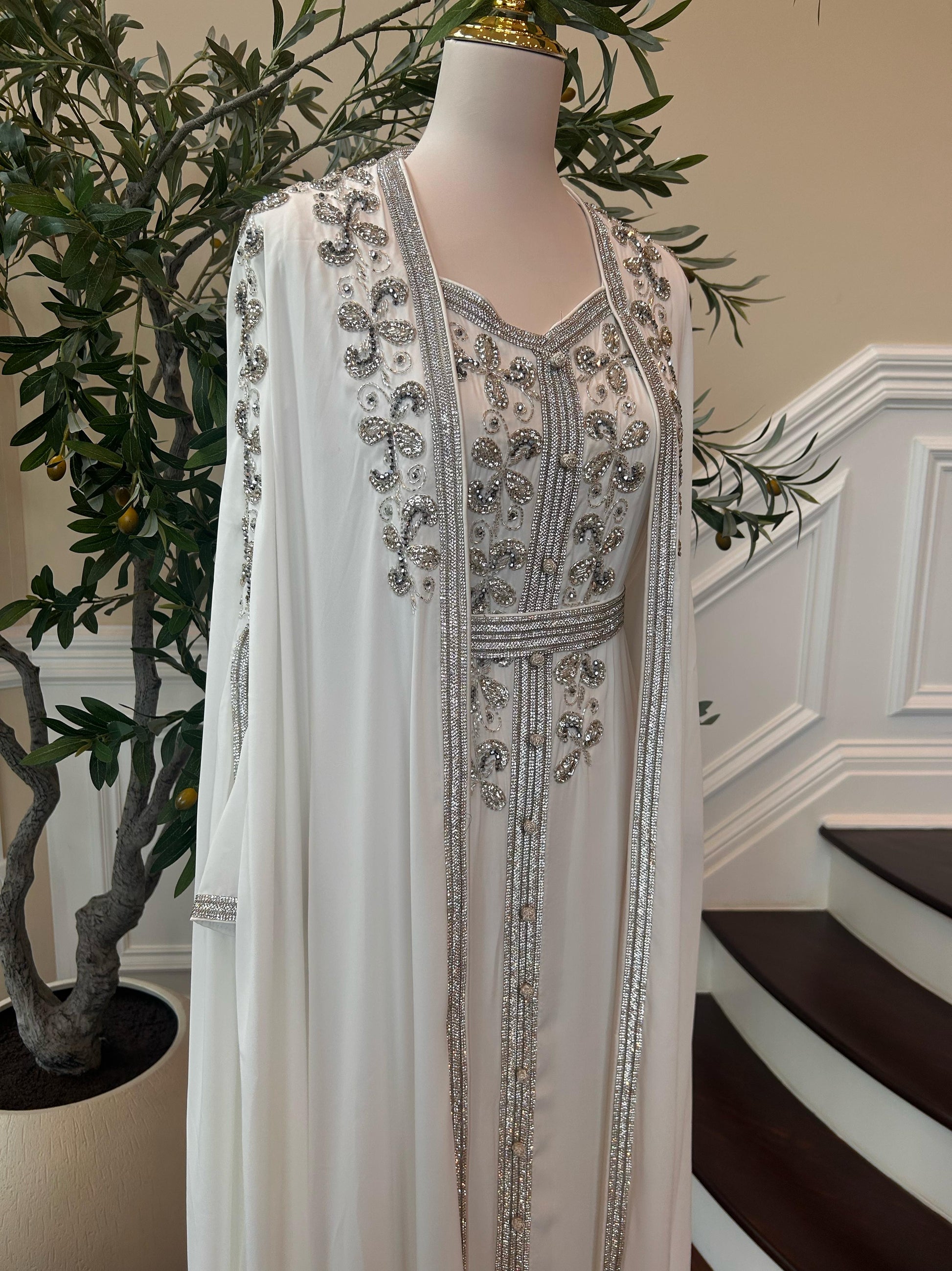 White Luxe Beaded Kuftan