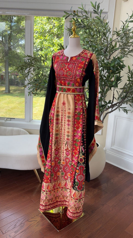 Black Tatreez Embroidery Thobe/ A