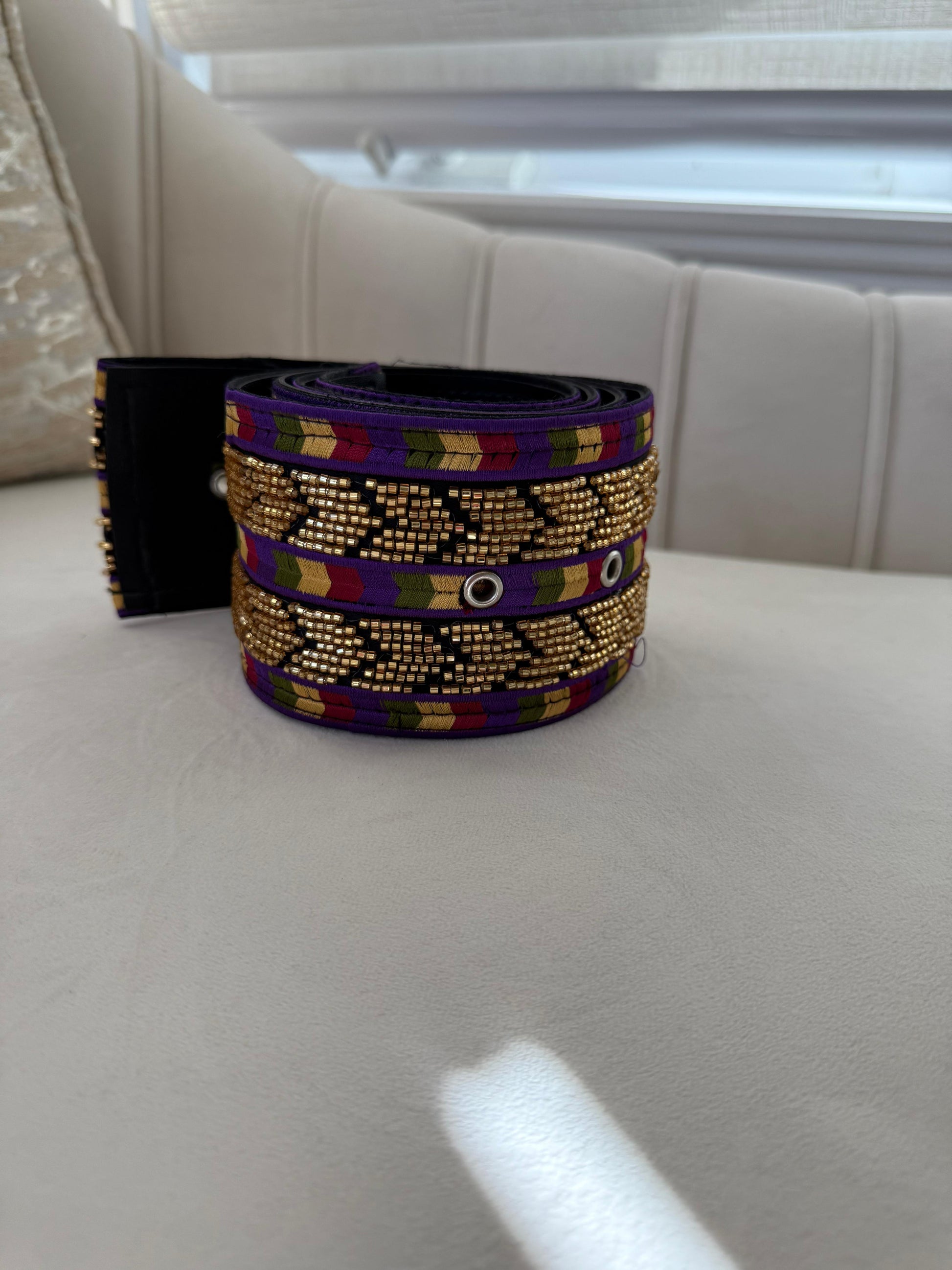 Sabal Kharaz Purple Tatreez Thobe Belt