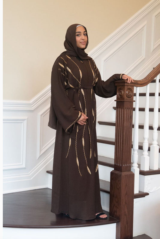 Golden Brown Elegance Abaya