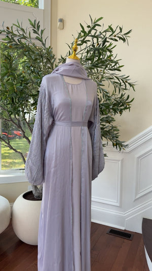 Lavender Grey Sparkle Grace Two-Piece Abaya
