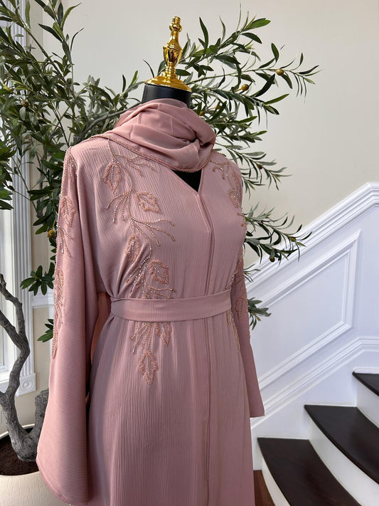 Pink Floral Charm Abaya