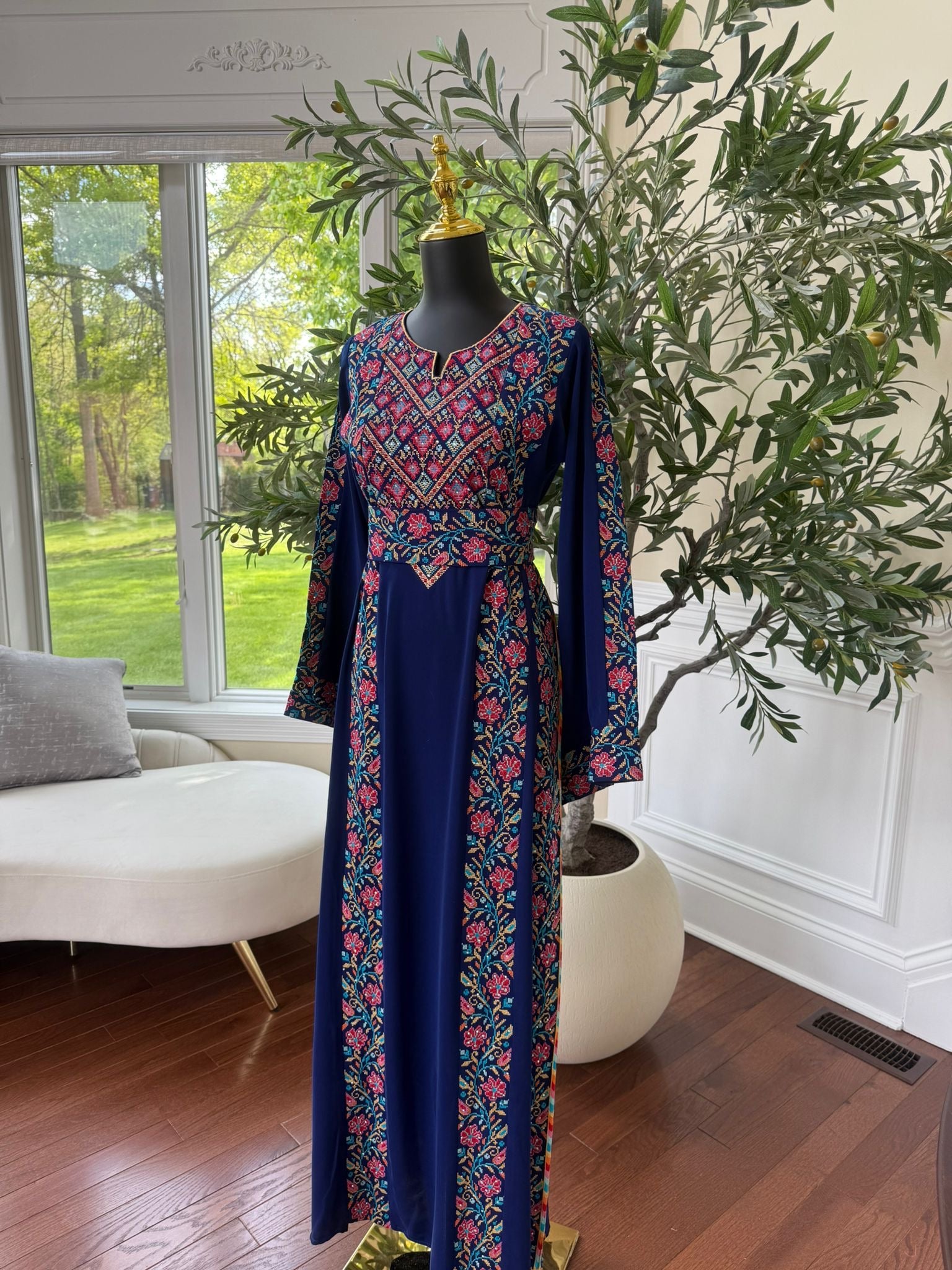Elegant Blue Tatreez Thobe/A