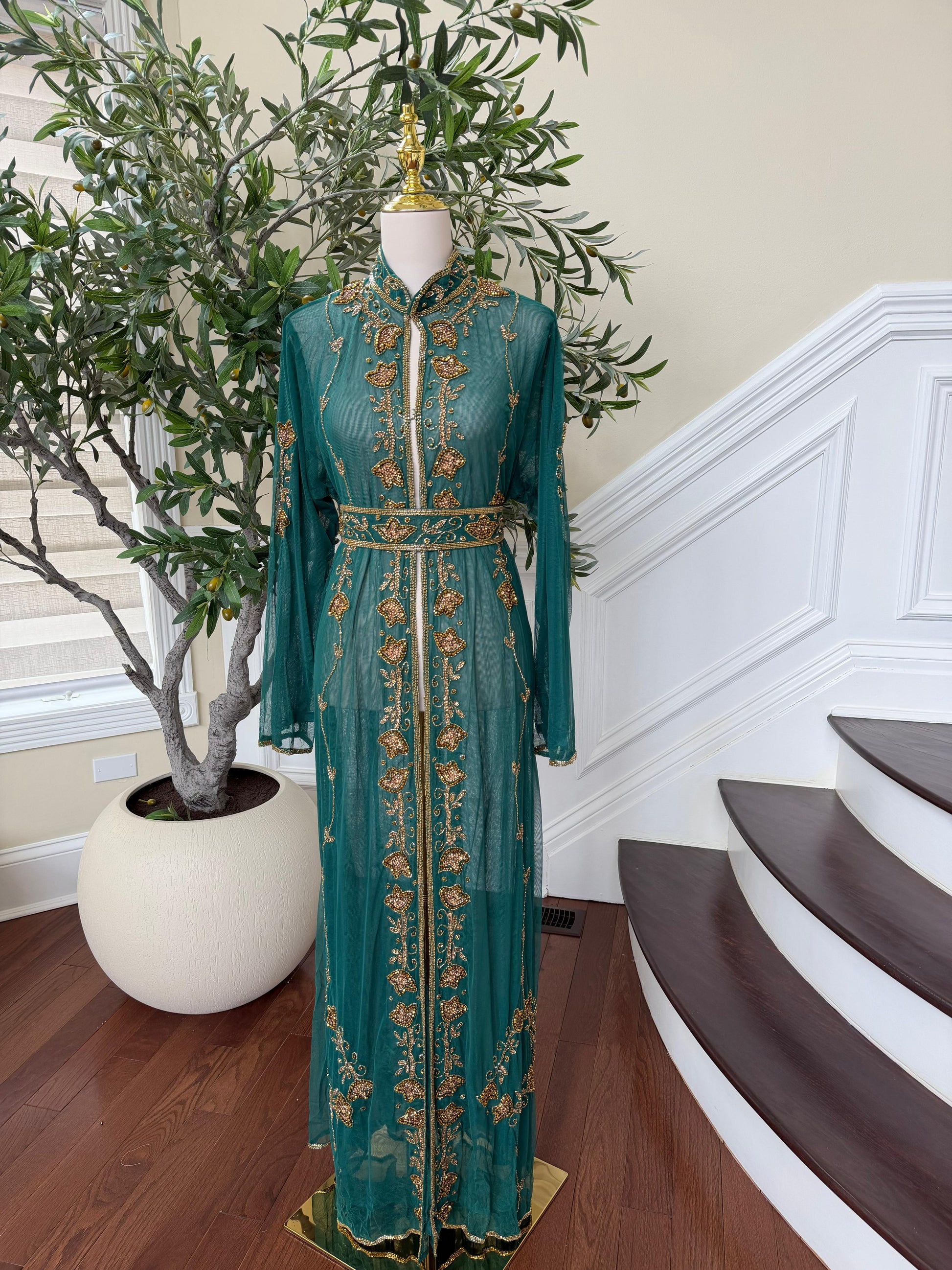 Emerald Golden Cardigan Abaya