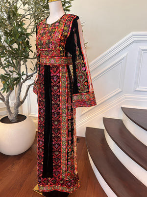 Black Velvet Tatreez Embroidered Thobe