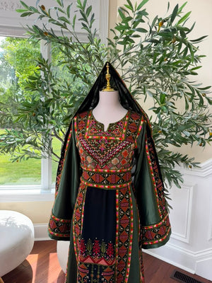 Green Embroidery Tatreez Orange Thobe