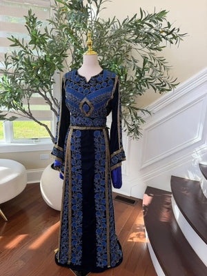 Royal Midnight Blue Embroidered Traditional Thobe (scarf not included)