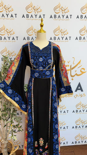 Black/Blue Embroidered Thobe #A