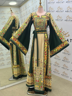 Majestic Green & Ivory Palestinian Style Thobe