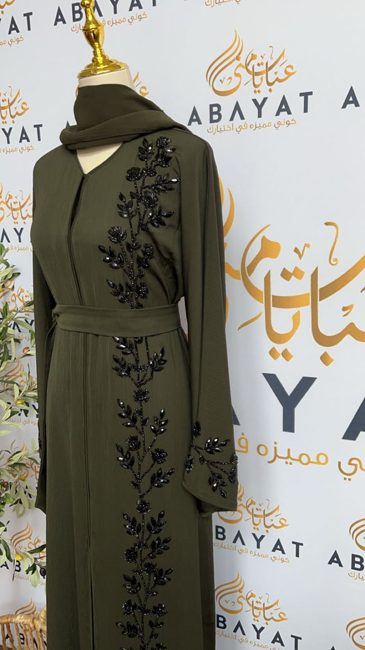 Floral Green Abaya