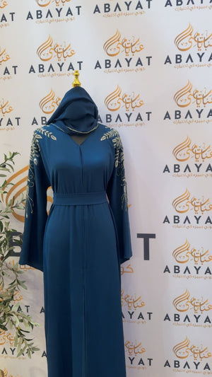 Blue Blossom Rose Abaya