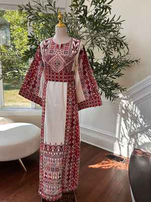 Cream Itamin Tatreez Red Elegance Thobe