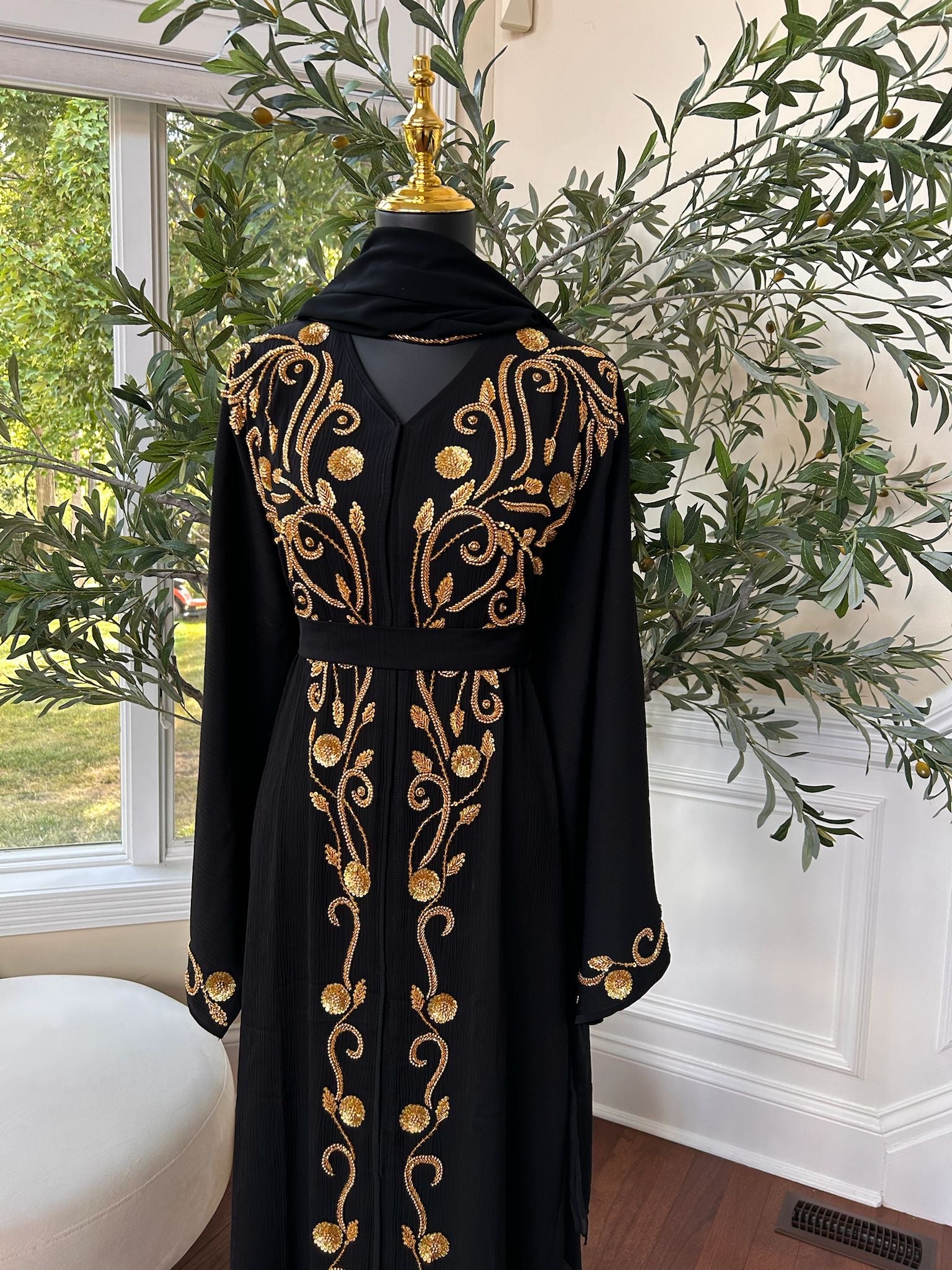 Golden Black Charming Detail Abaya