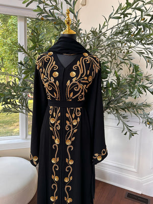 Golden Black Charming Detail Abaya