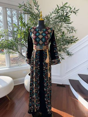 Black Velvet Beaded Stone Thobe