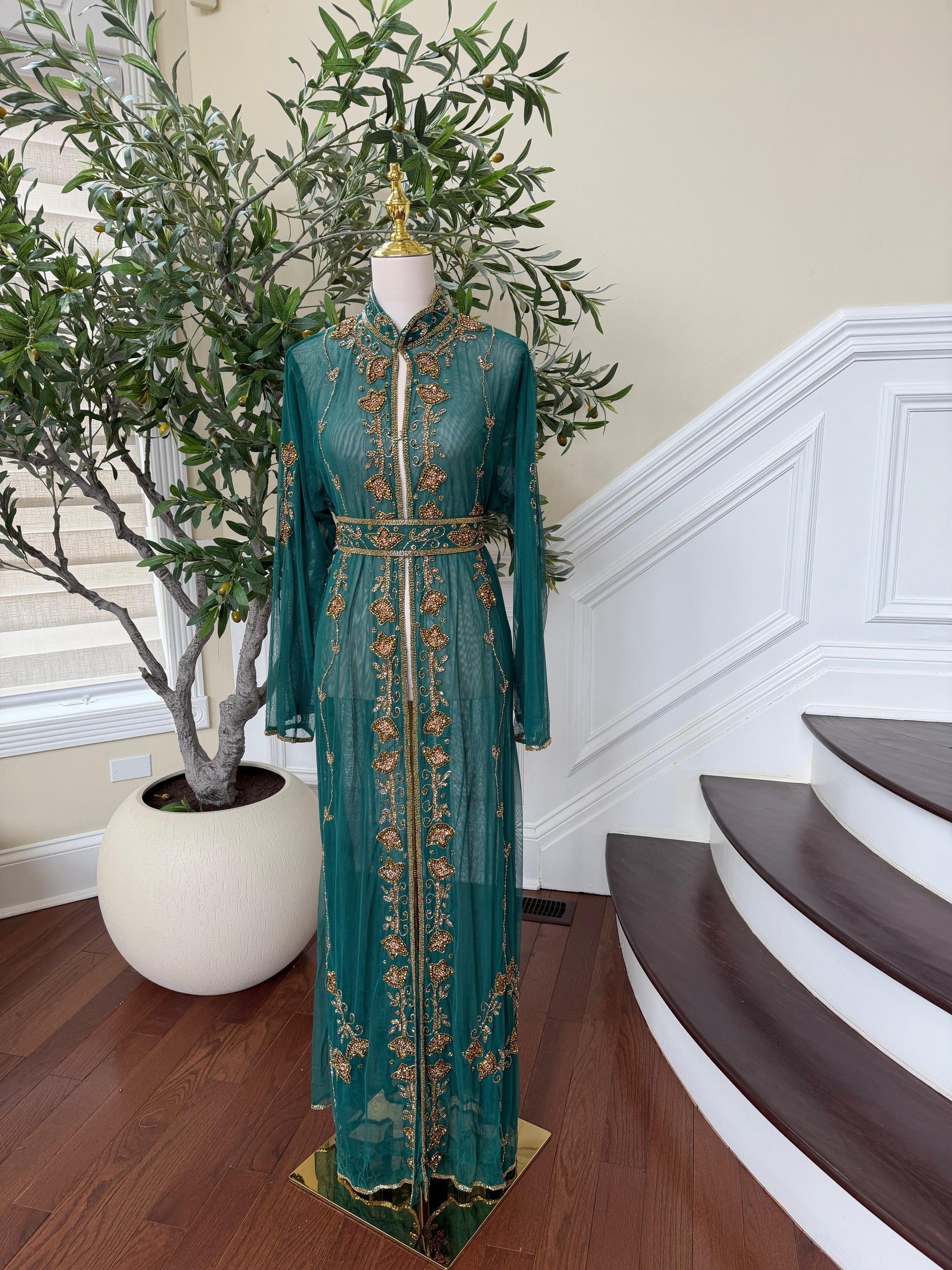 Emerald Golden Cardigan Abaya