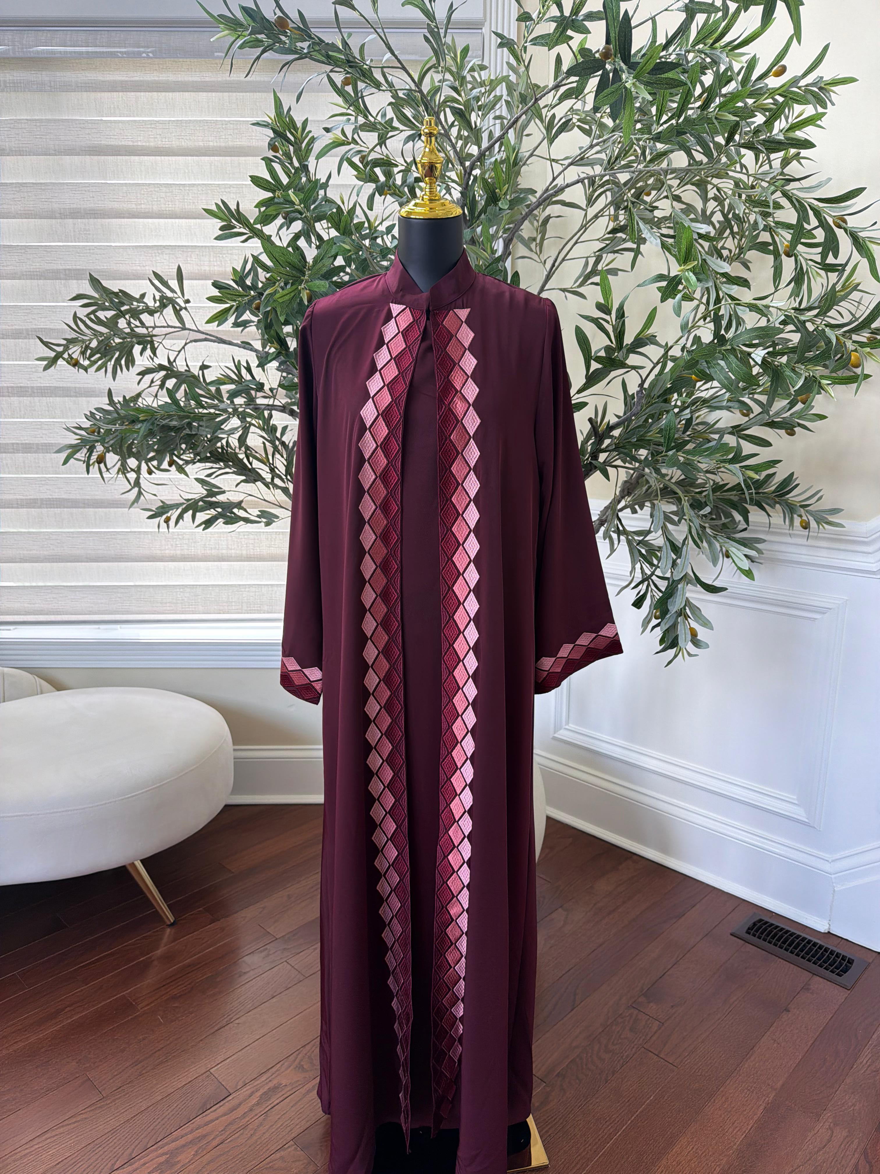 Red Two Piece Cardigan Abaya
