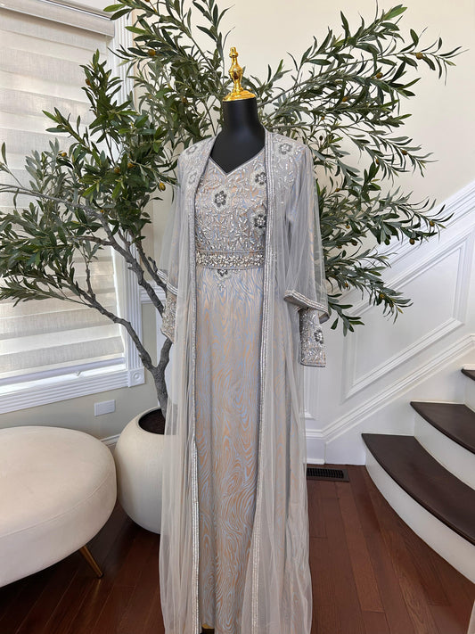 Grey Radiance Beaded Modern Kuftan