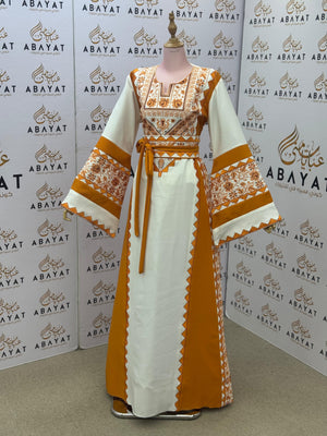 Cream & Saffron Traditional Artistry Thobe
