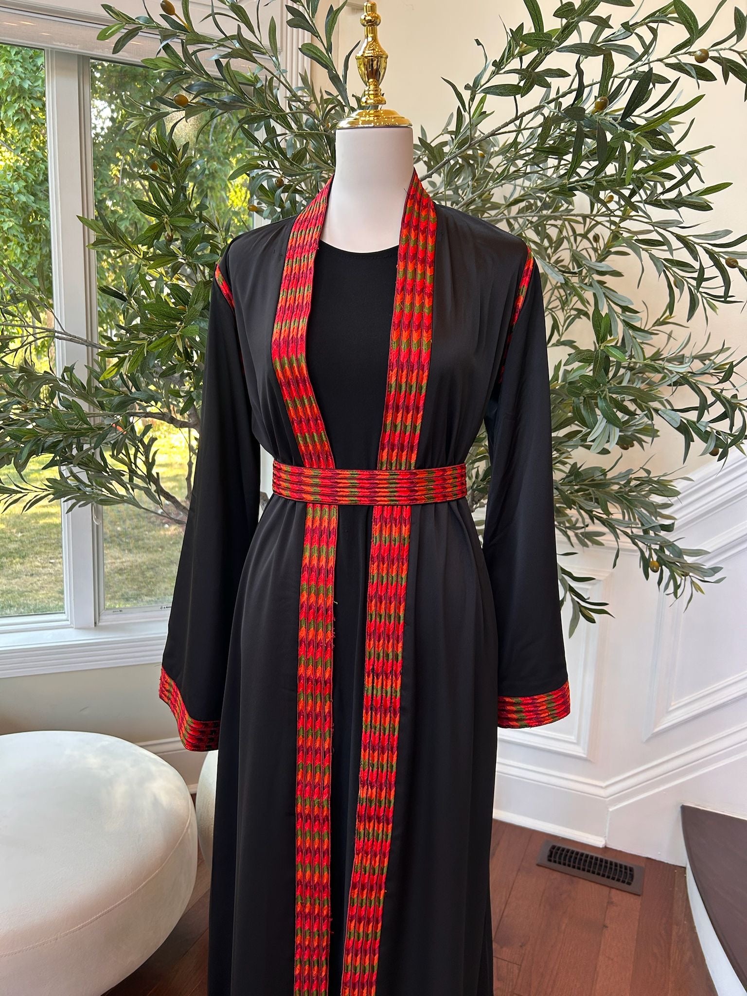 Black Embroidery Tatreez Thobe
