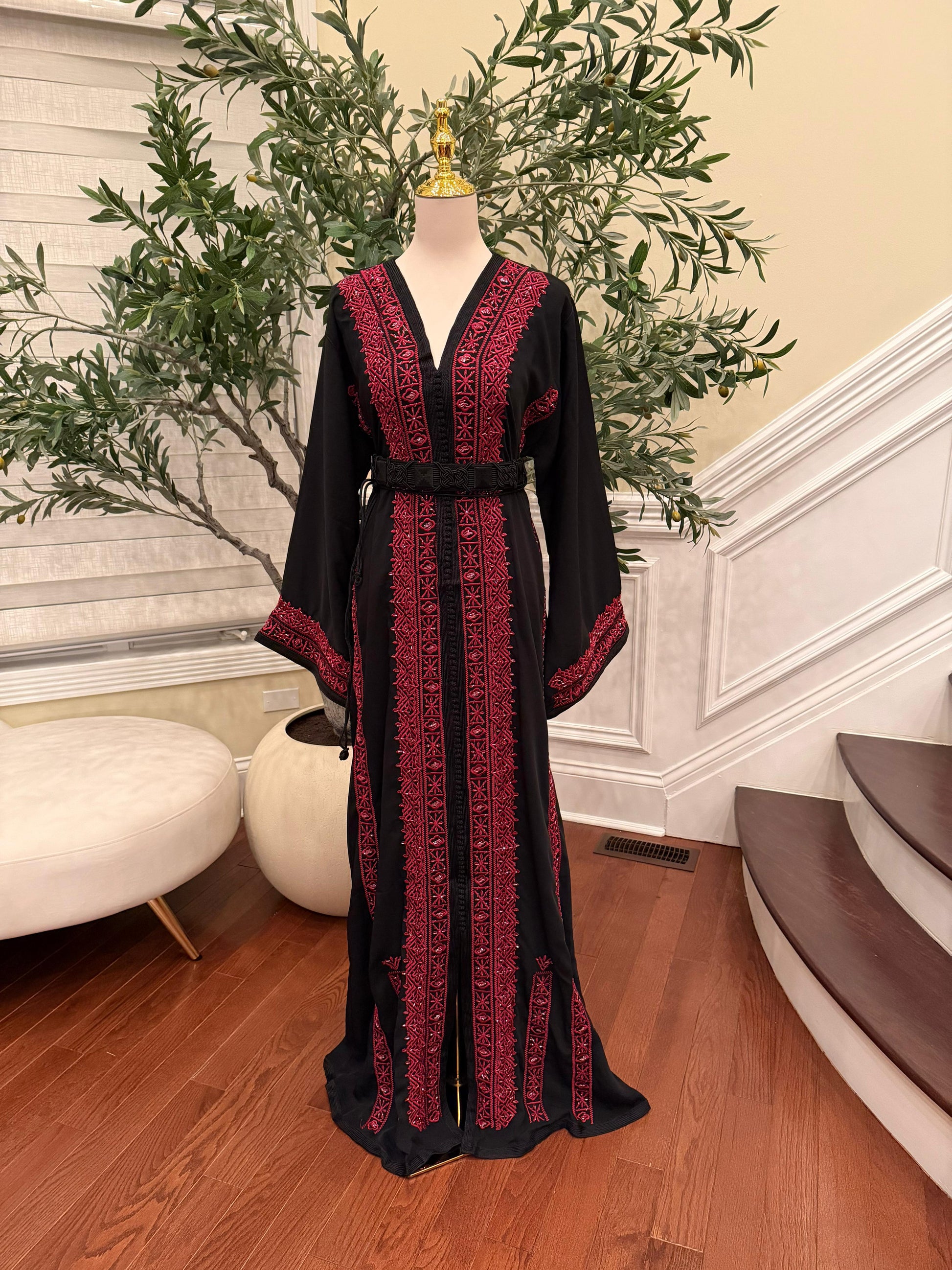 Black Embellished Rose Royale Kuftan