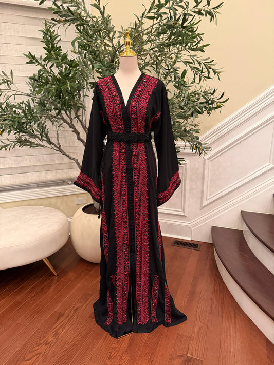 Black Embellished Rose Royale Kuftan