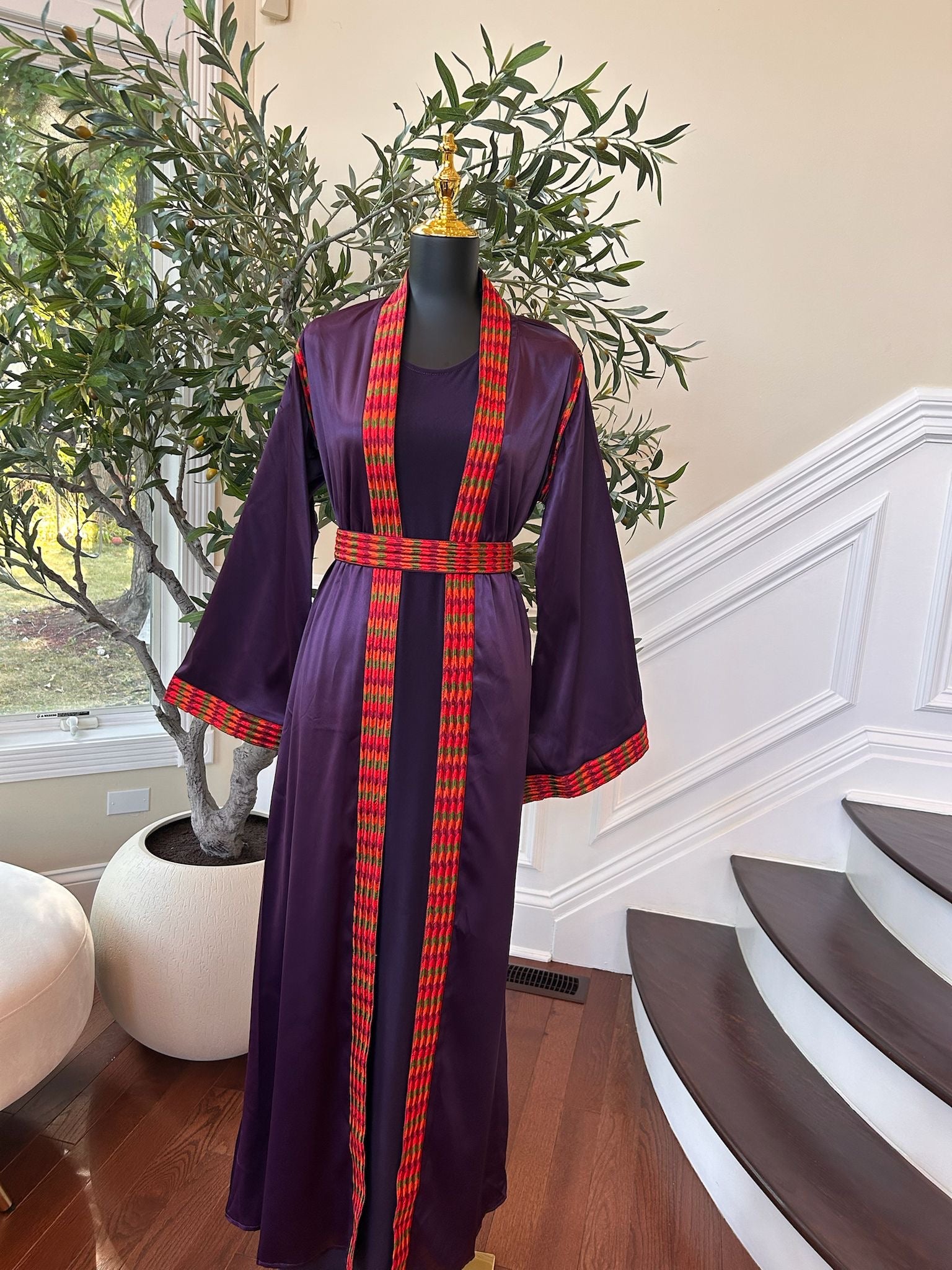 Elegant Purple Tatreez Two Piece Thobe