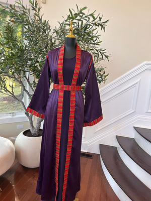 Elegant Purple Tatreez Two Piece Thobe