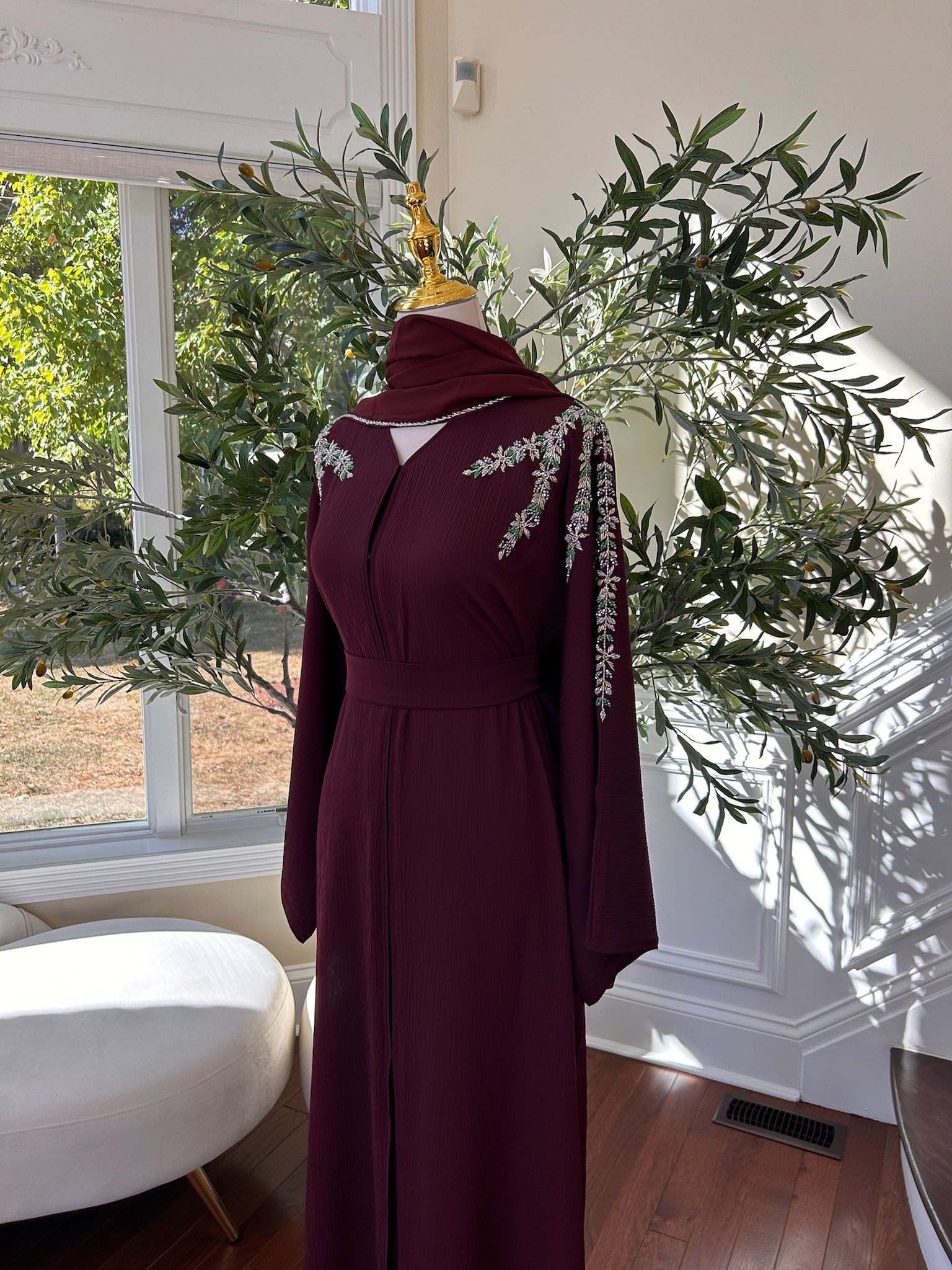Burgundy Elegance Design Abaya