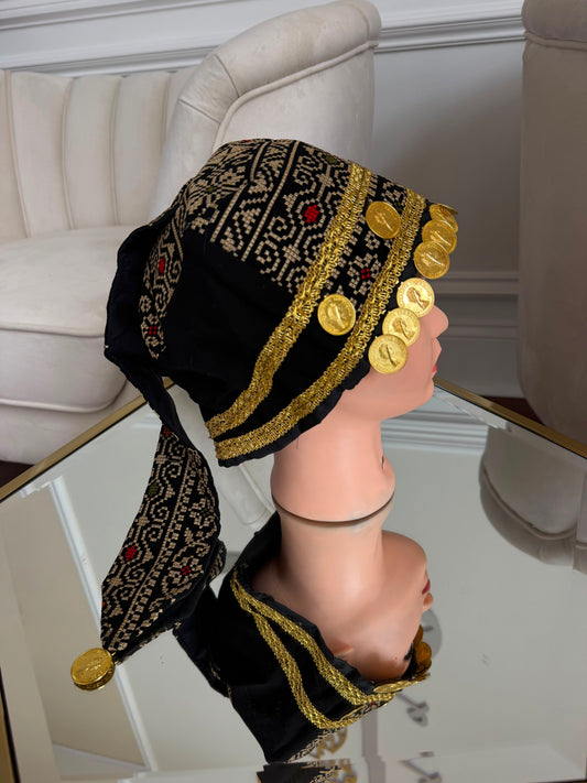 Black Embroidery Tatreez Coin Waka Head Piece- Women’s and Kids
