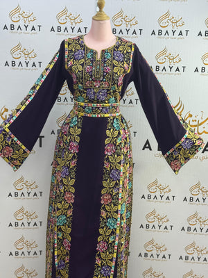 Black Floral Embroidery Essence Thobe