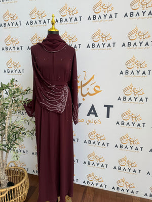 Elegant Red Beaded  Abaya
