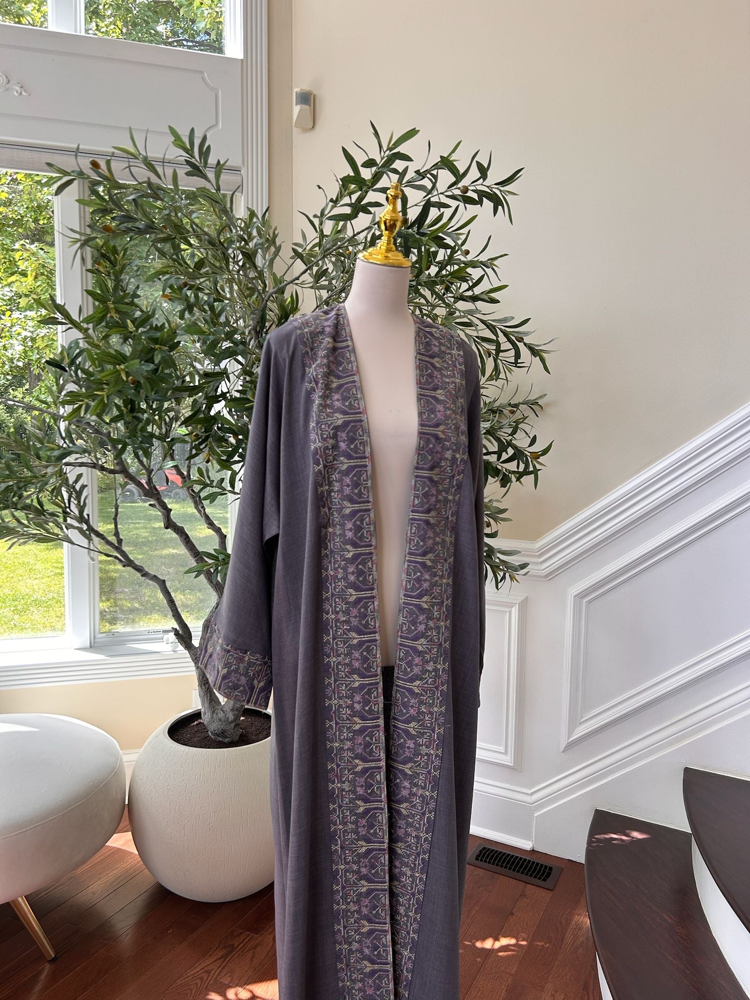 Purple Tatreez Elegance Cardigan Abaya