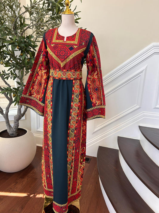 Emerald Green Tatreez Embroidery Thobe