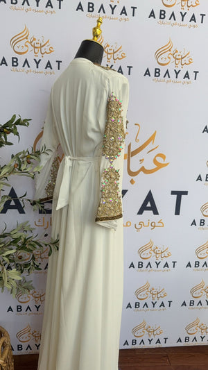 Elegant White Beaded Kuftan